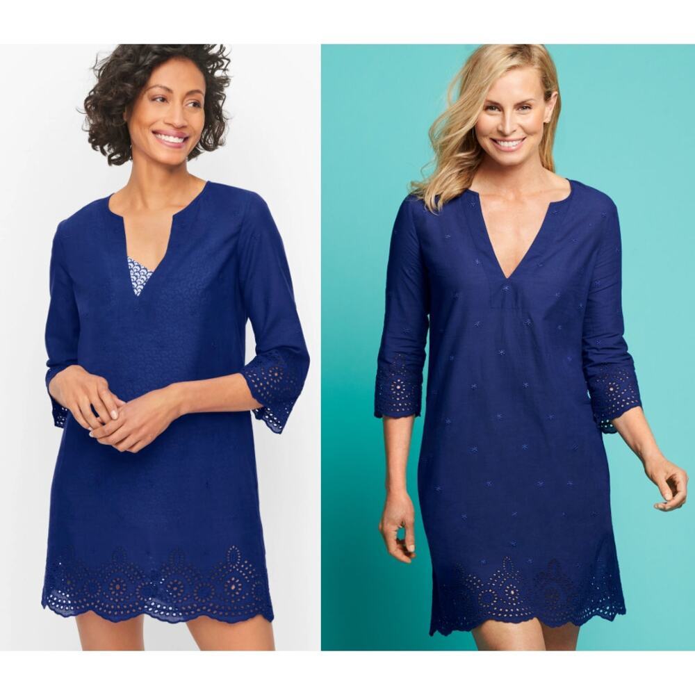 Miraclesuit x Talbots blue Eyelet Tunic swim cover up‎ New size XS